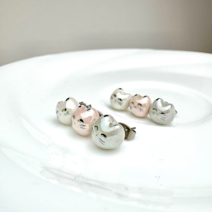 Pearly Cat Stud Earrings