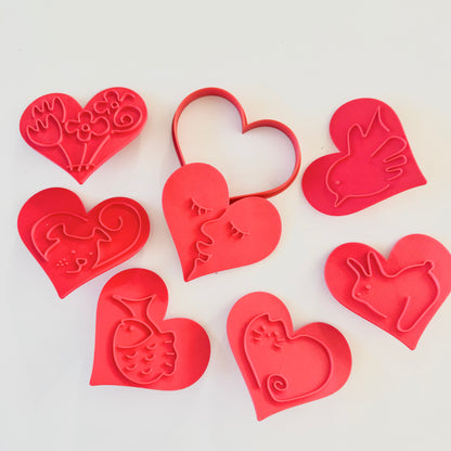 Heart cookie Stamp and Cutter Set