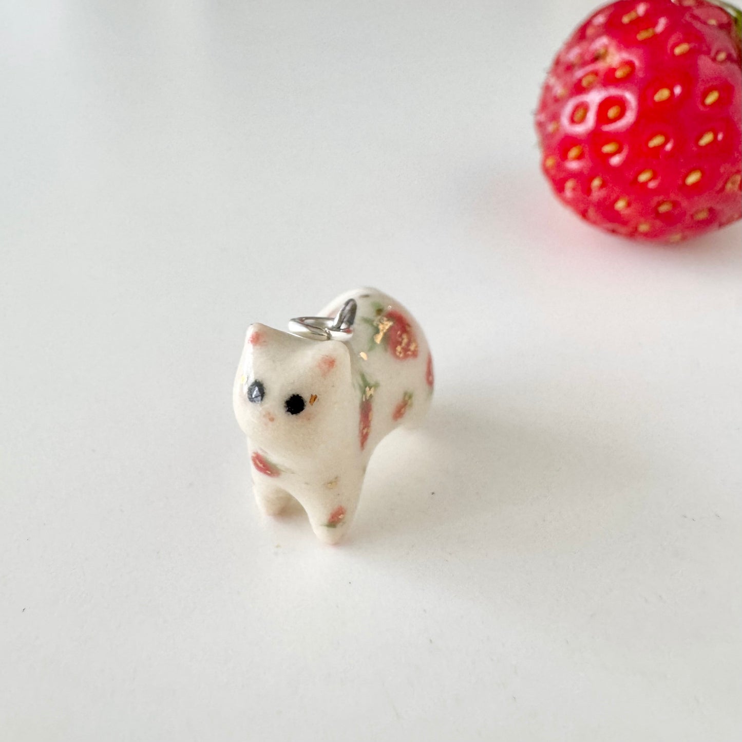 Tiny Strawberry Cat Necklace