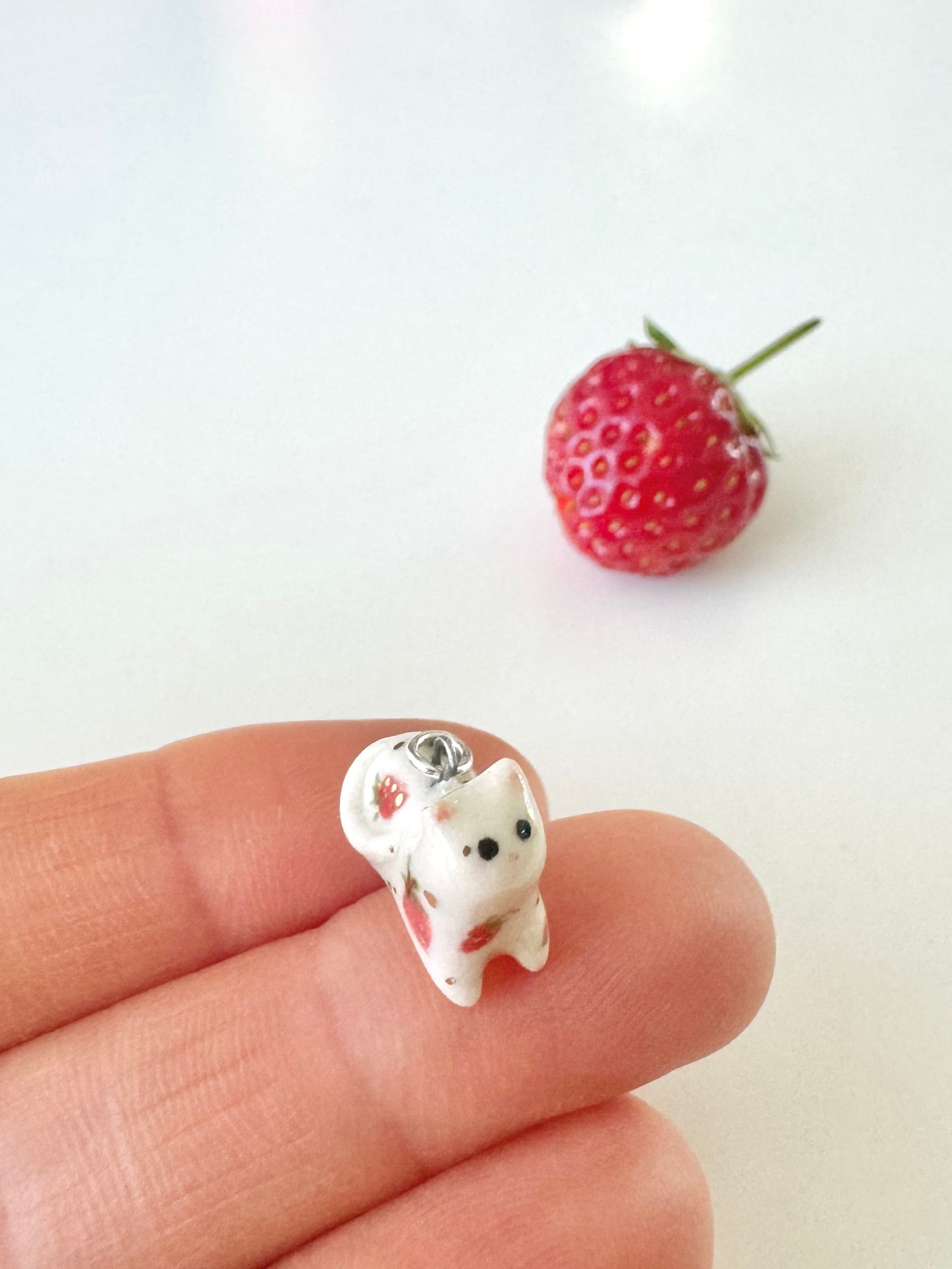 Tiny Strawberry Cat Necklace