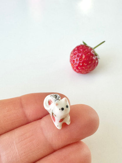 Tiny Strawberry Cat Necklace