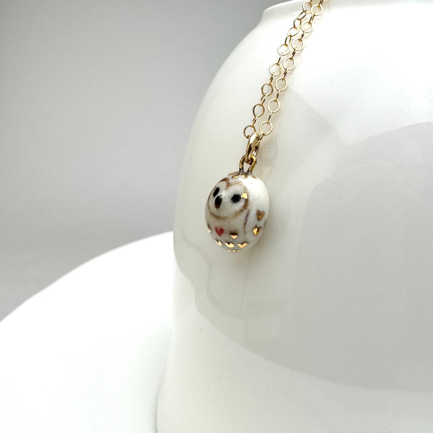 Tiny Heart Owl Necklace