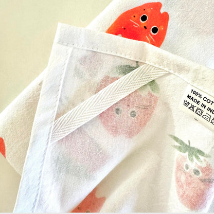 Strawberry Cat Tea Towel