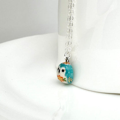 Tiny Blue Owl Necklace