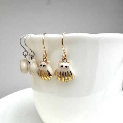 Seashell Cat Earrings