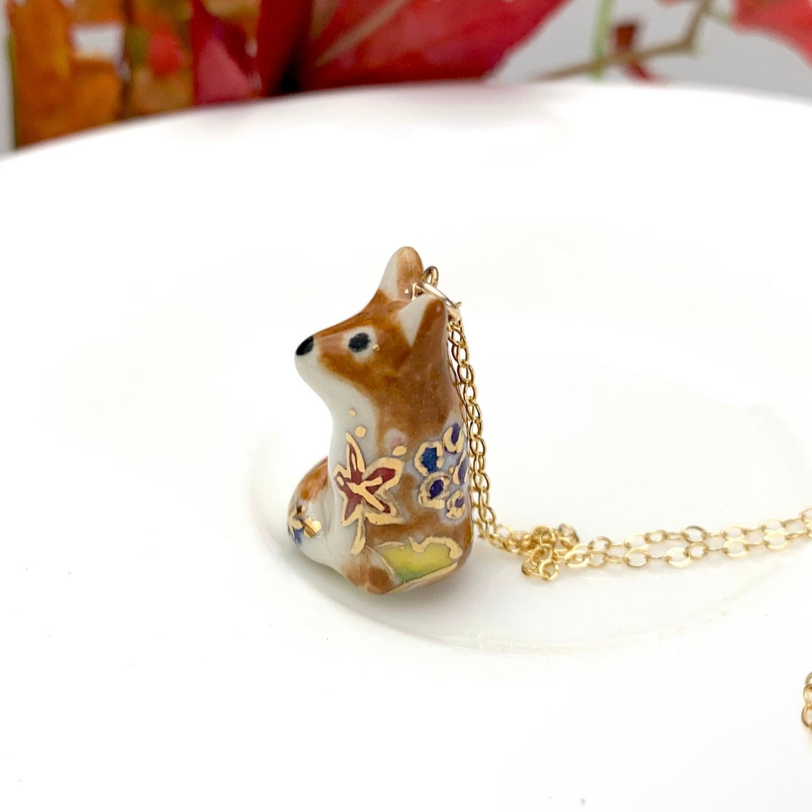 Autumn Leaf Fox Necklace