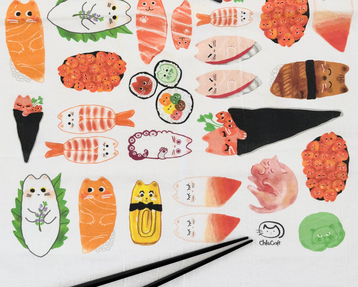Sushi Cat Tea Towel