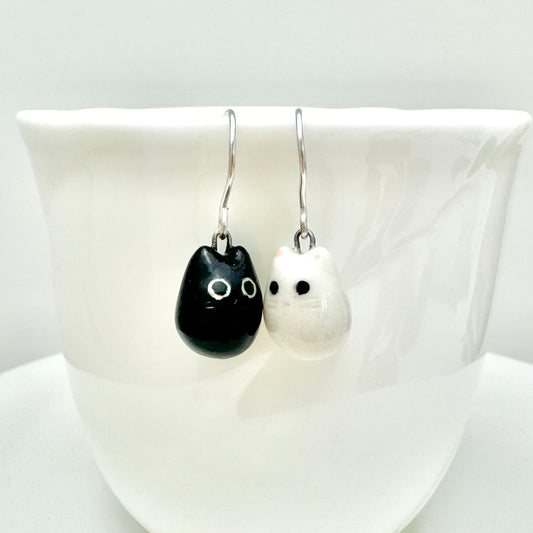 Black & White Cat Dangle Earrings