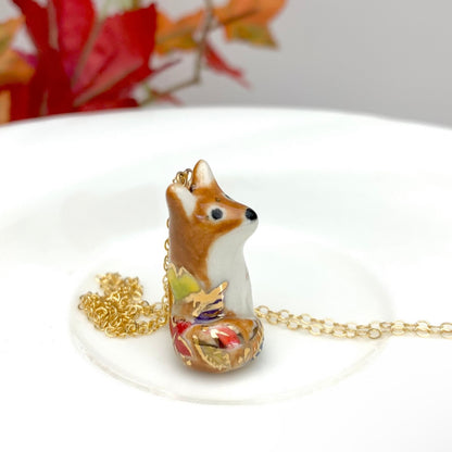 Autumn Leaf Fox Necklace