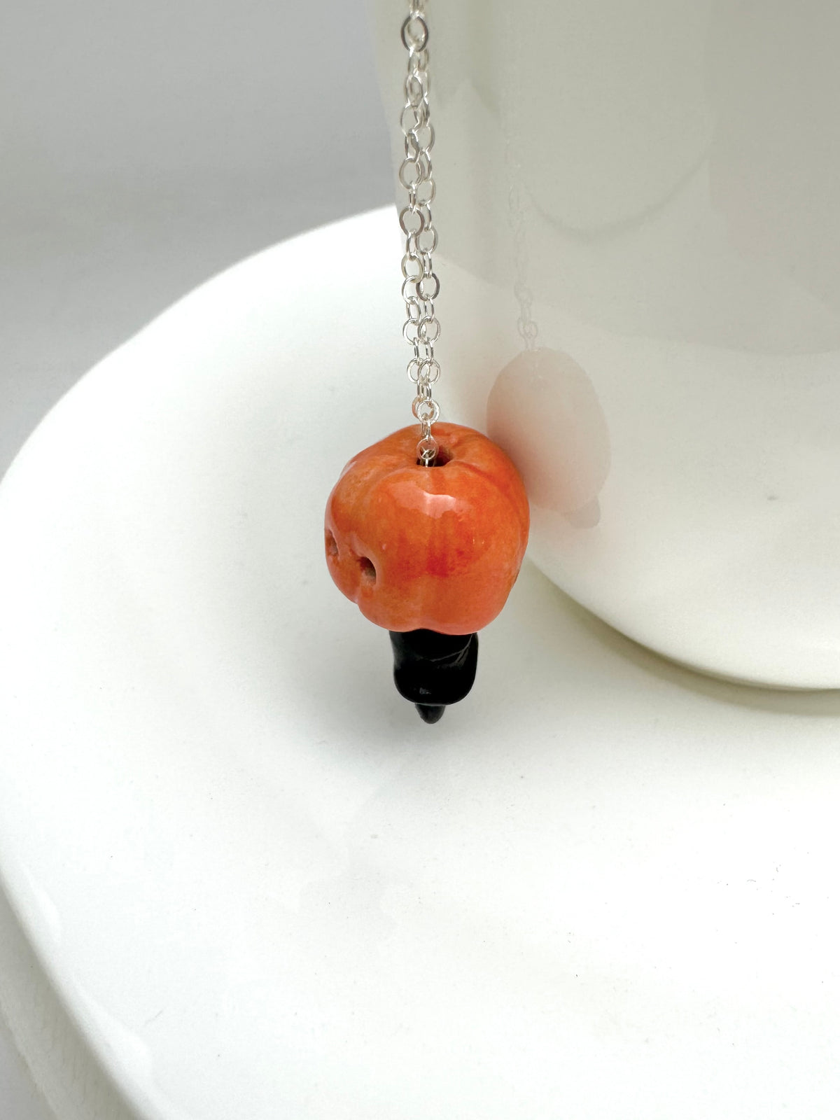 Peek-a-Boo Pumpkin Black Cat Necklace