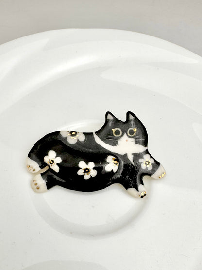Fancy Tuxedo Cat Pin Brooch