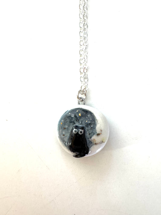 Cat Moon Charm Necklace