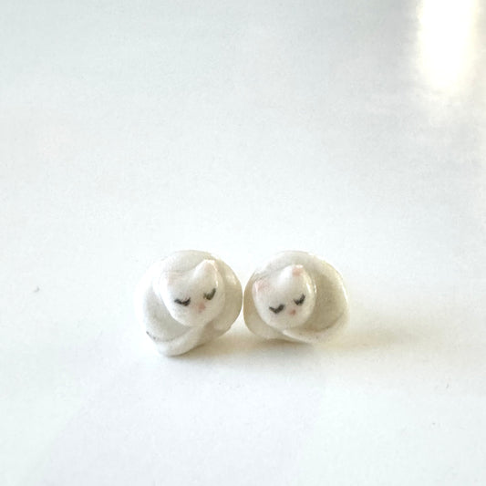 Sleeping Cat Stud Earrings