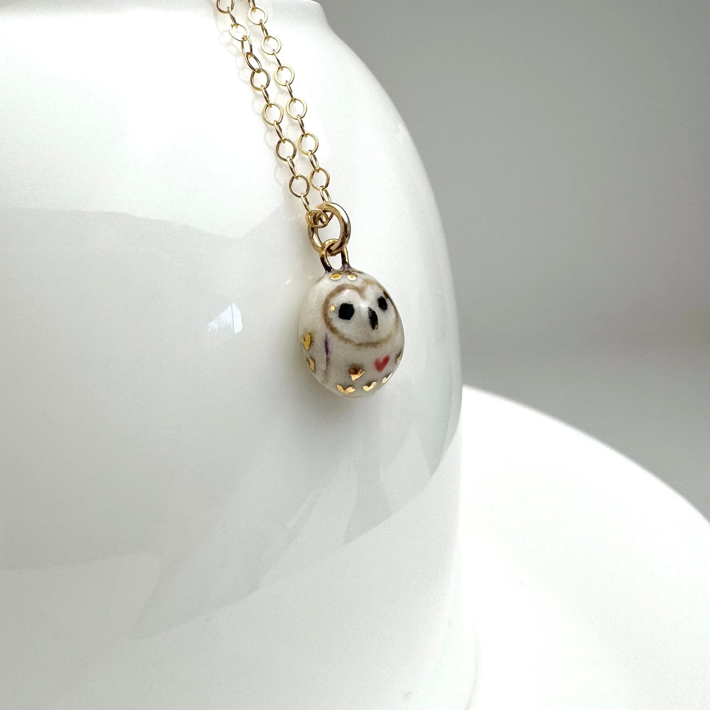Tiny Heart Owl Necklace