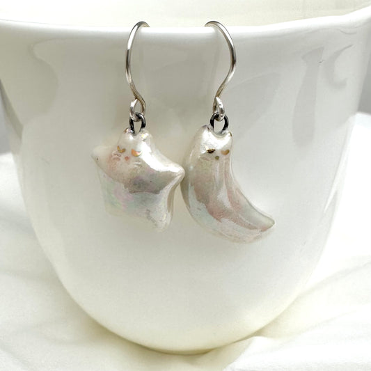 Star Cat Moon Cat Earrings