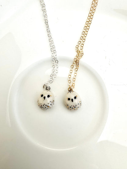 Tiny White Owl Necklace