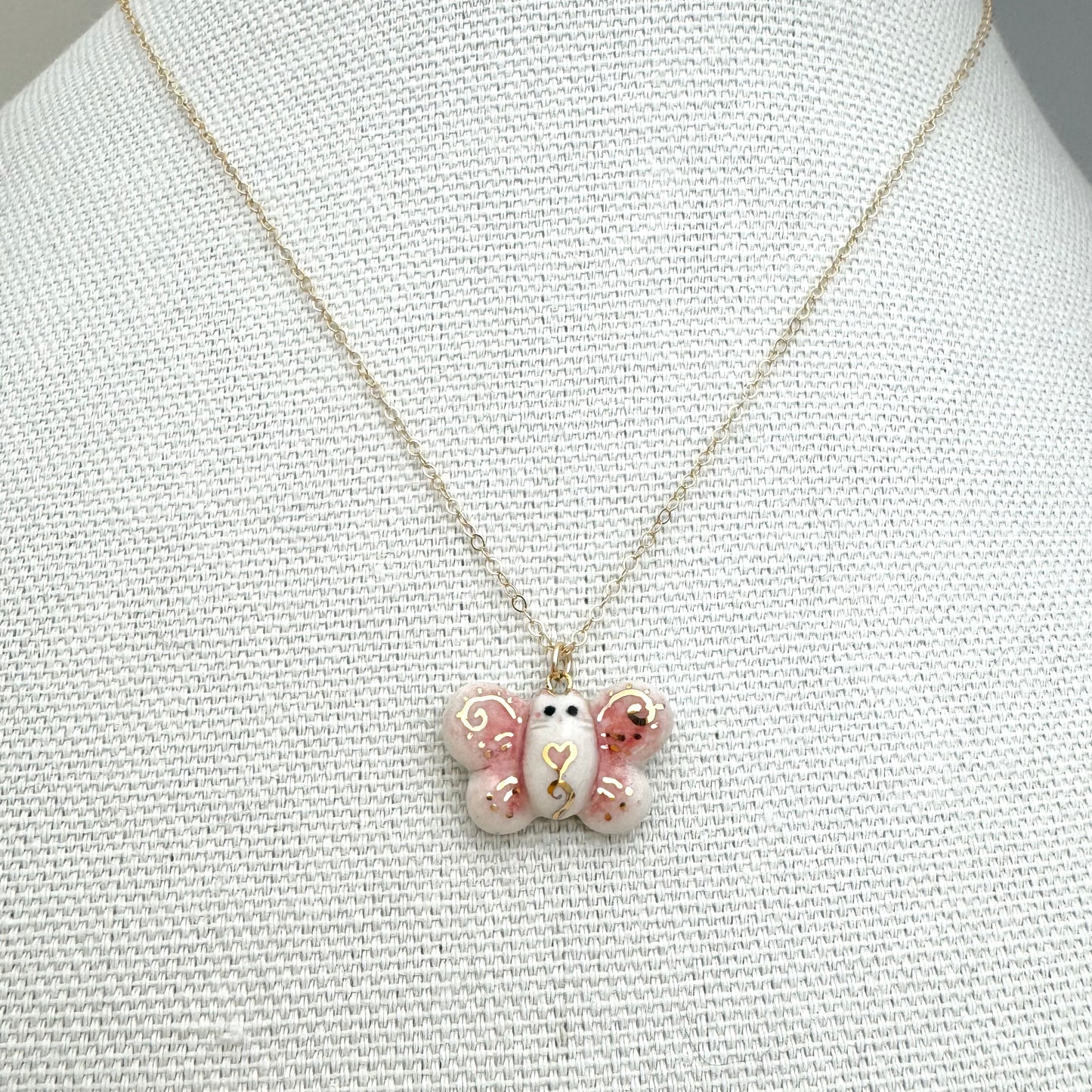 Tiny Pink Butterfly Cat Necklace