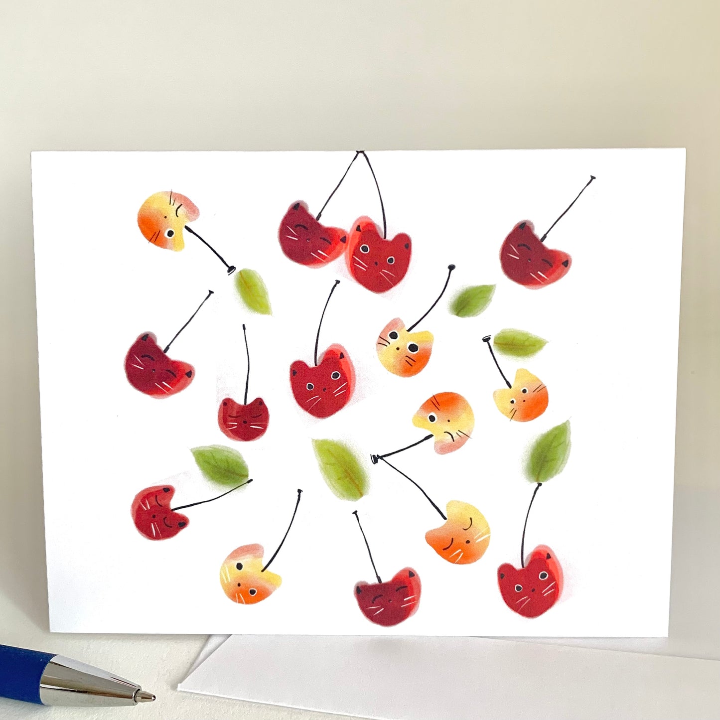 Cherry Cat Greeting Card