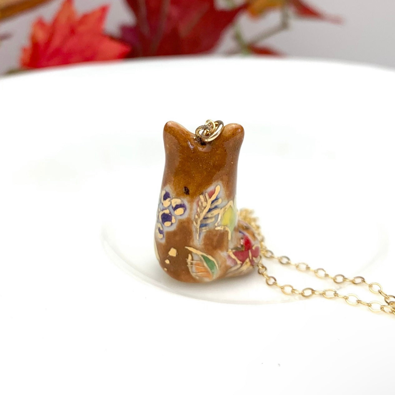 Autumn Leaf Fox Necklace