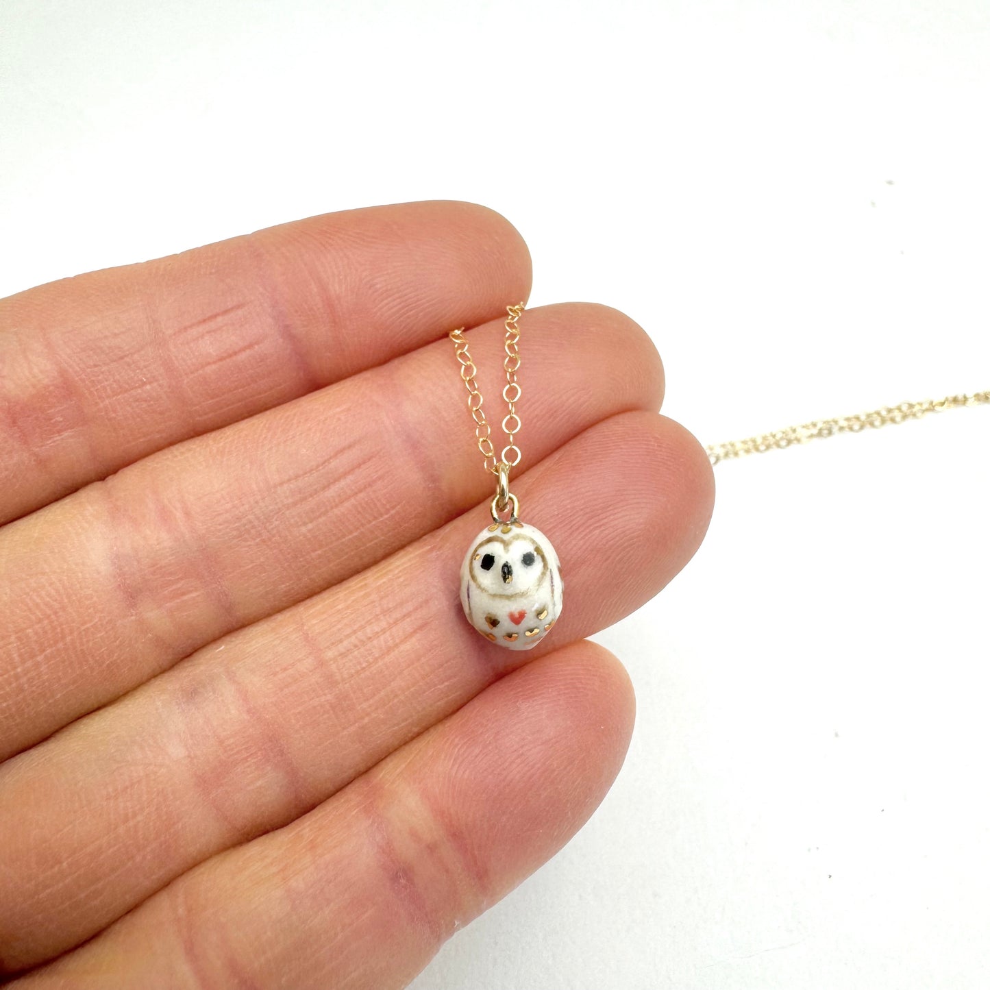 Tiny Heart Owl Necklace