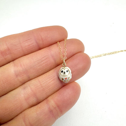 Tiny Heart Owl Necklace