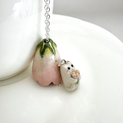 Peek a Boo Flower Cat Necklace