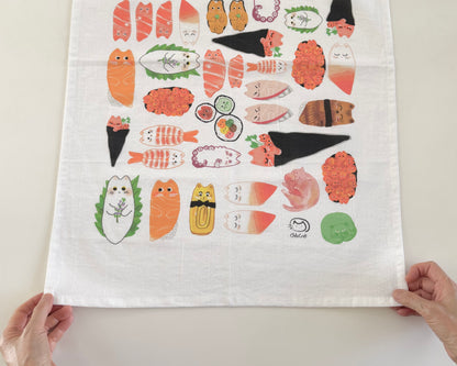 Sushi Cat Tea Towel