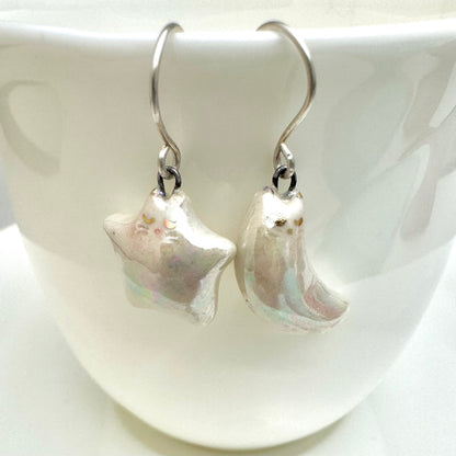 Star Cat Moon Cat Earrings