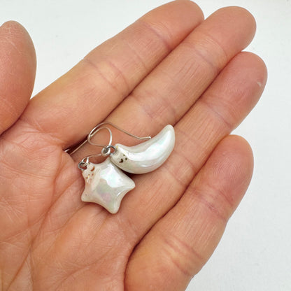 Star Cat Moon Cat Earrings