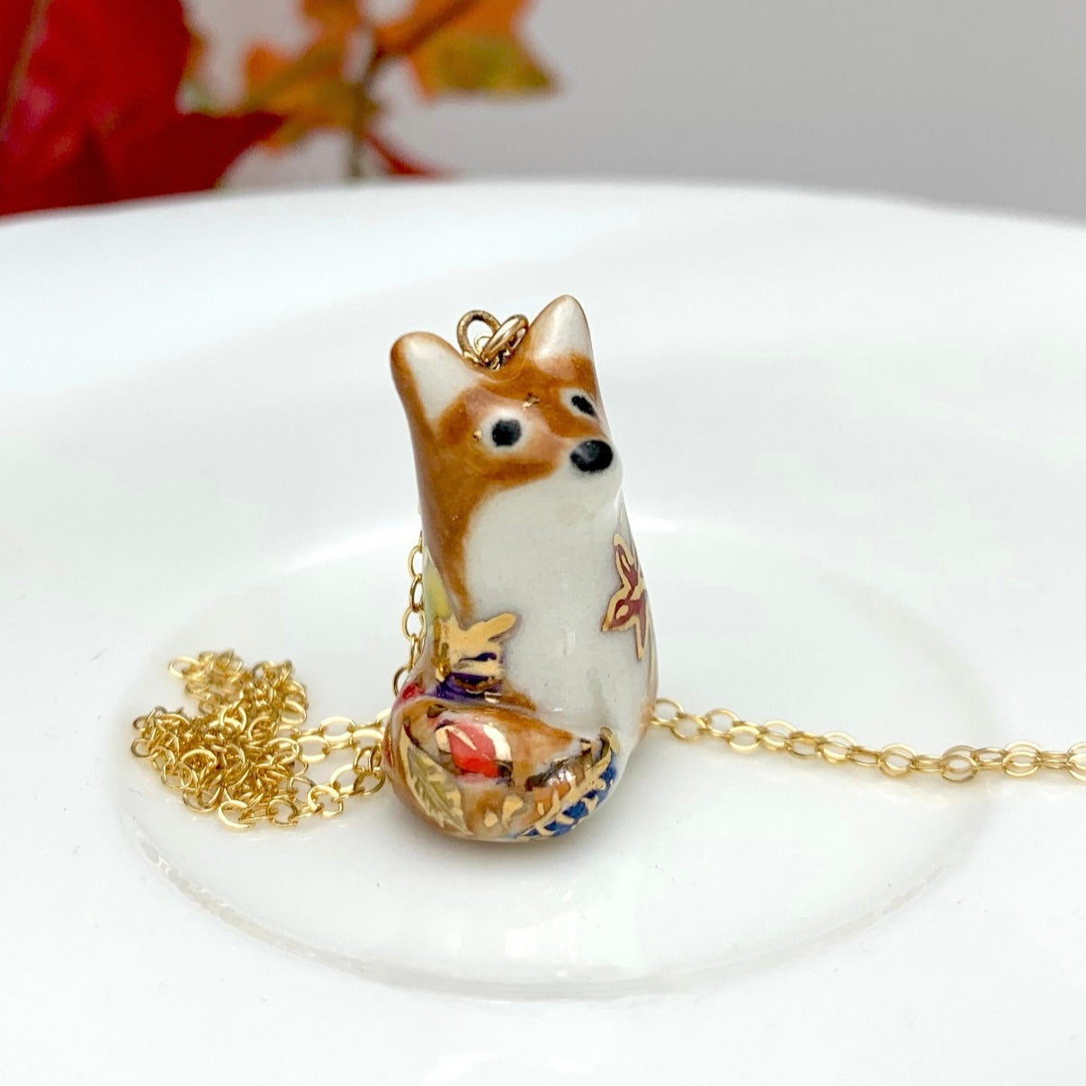 Autumn Leaf Fox Necklace