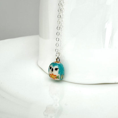 Tiny Blue Owl Necklace