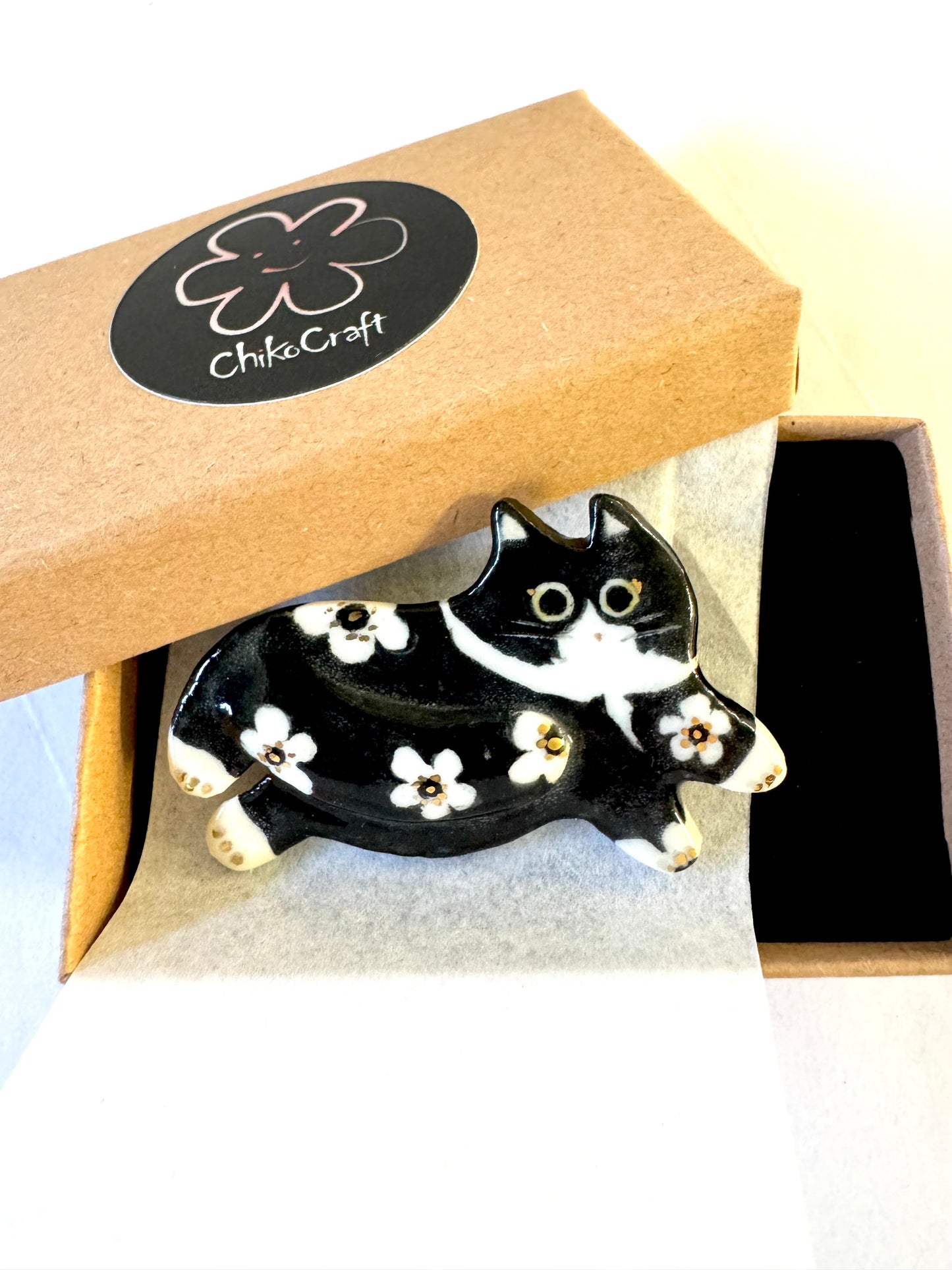 Fancy Tuxedo Cat Pin Brooch