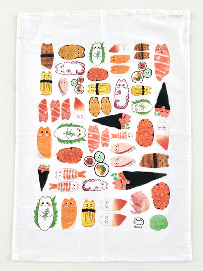 Sushi Cat Tea Towel