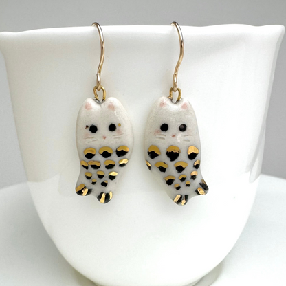 Mermaid Cat Dangle Earrings