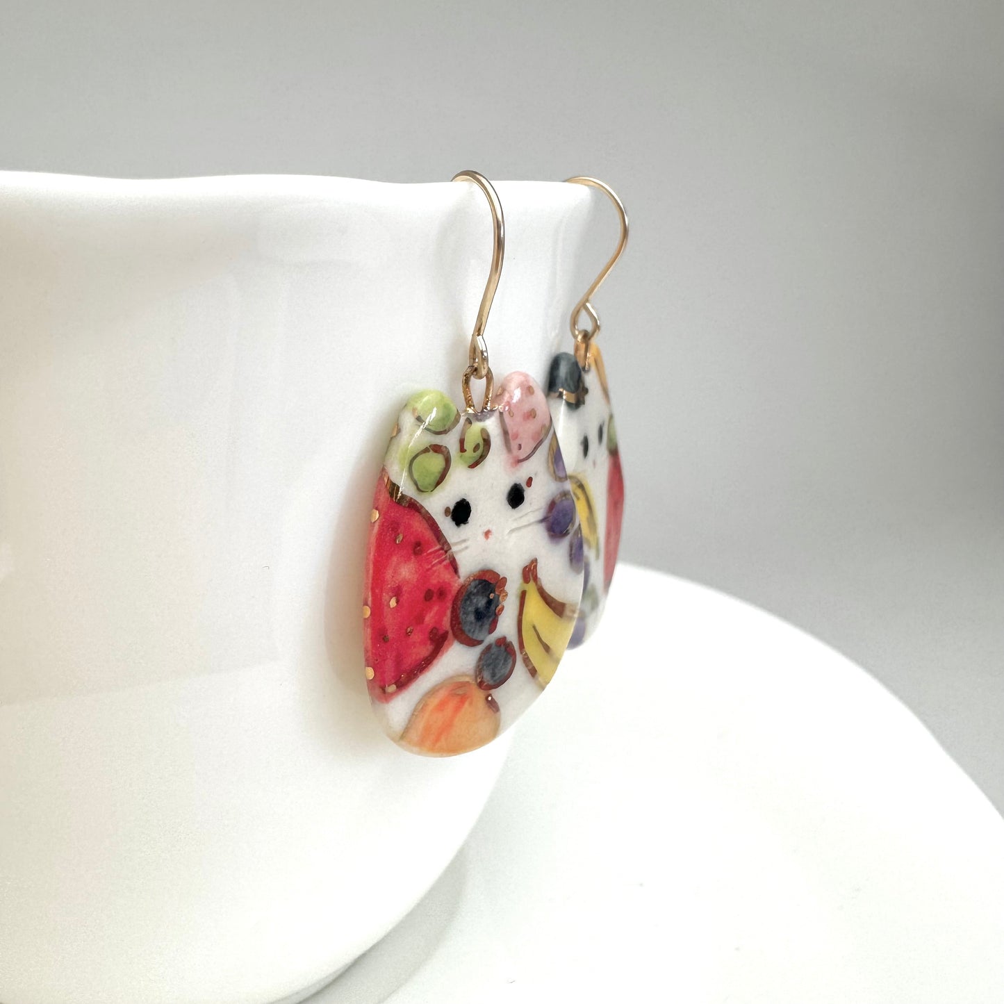 Fruit Cat earrings