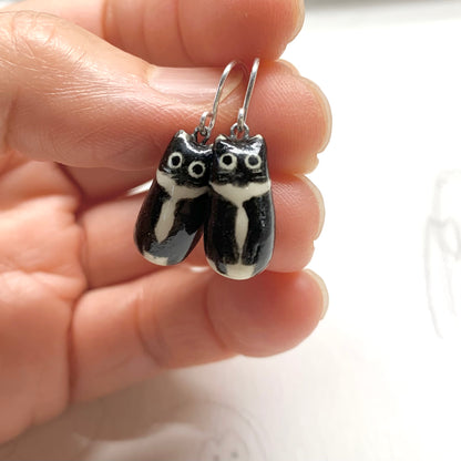 Tuxedo Cat Earrings