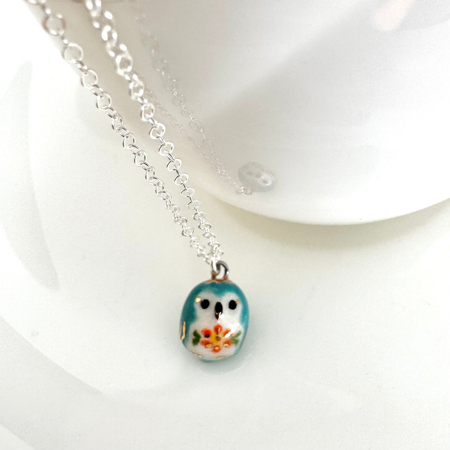 Tiny Blue Owl Necklace