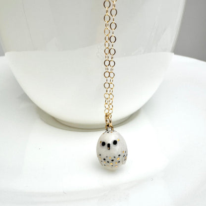 Tiny White Owl Necklace