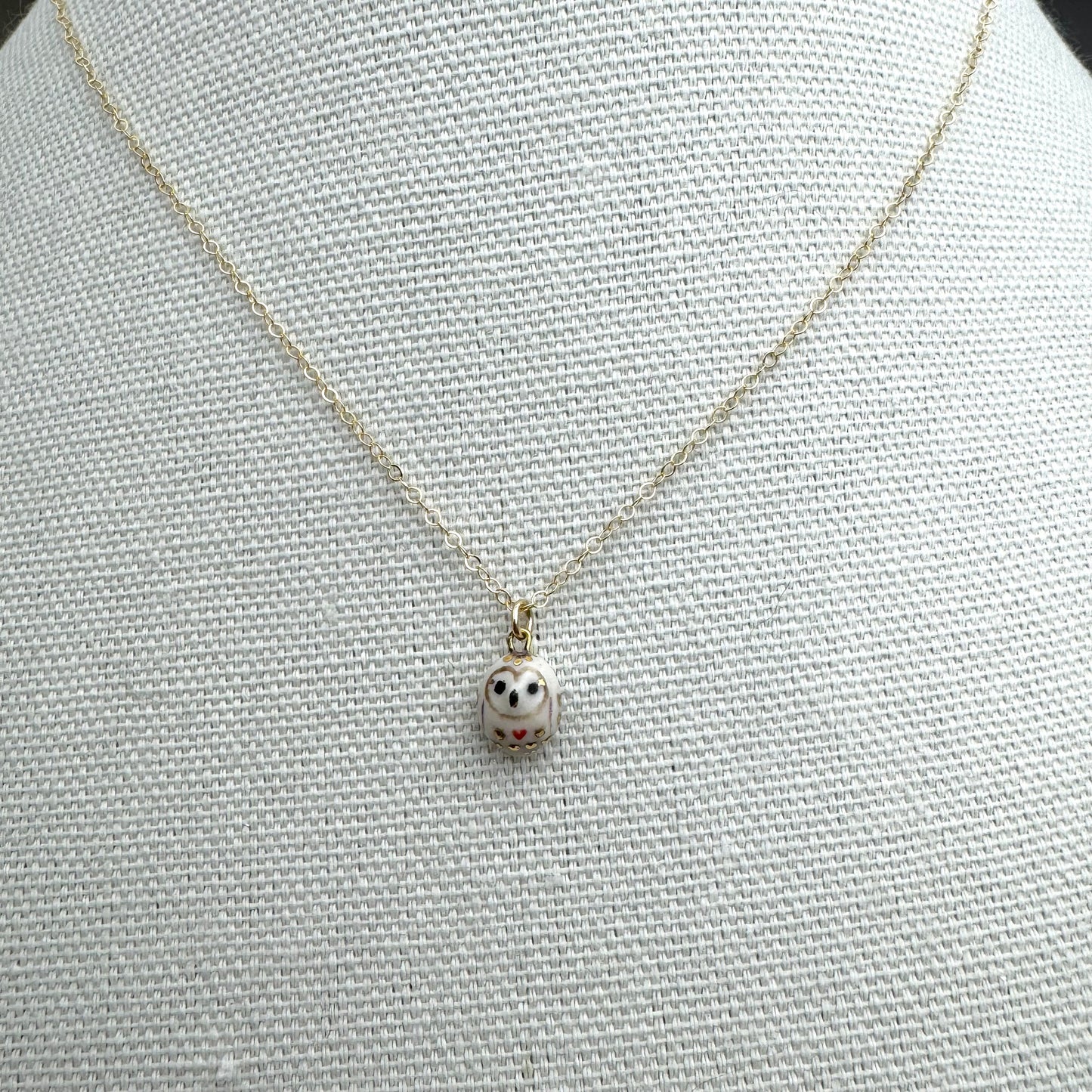 Tiny Heart Owl Necklace