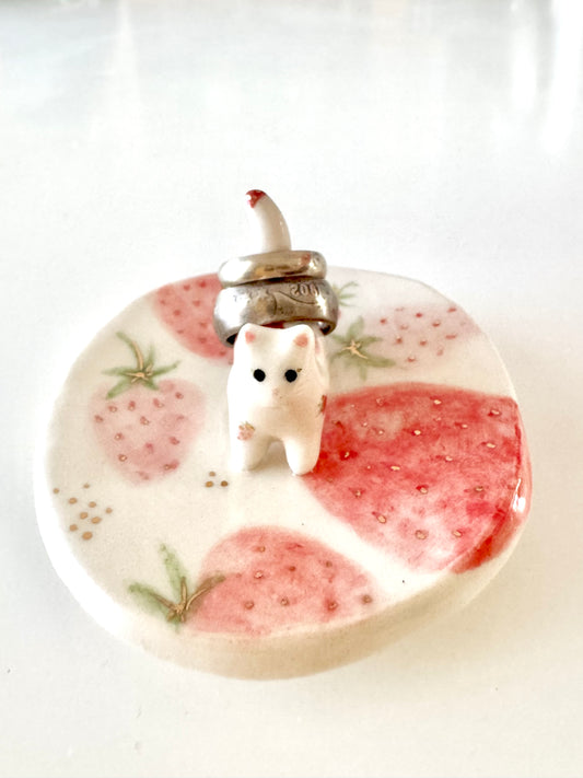 Strawberry Cat Ring Dish
