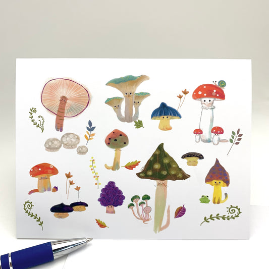 Mushroom Cat Greeting Card
