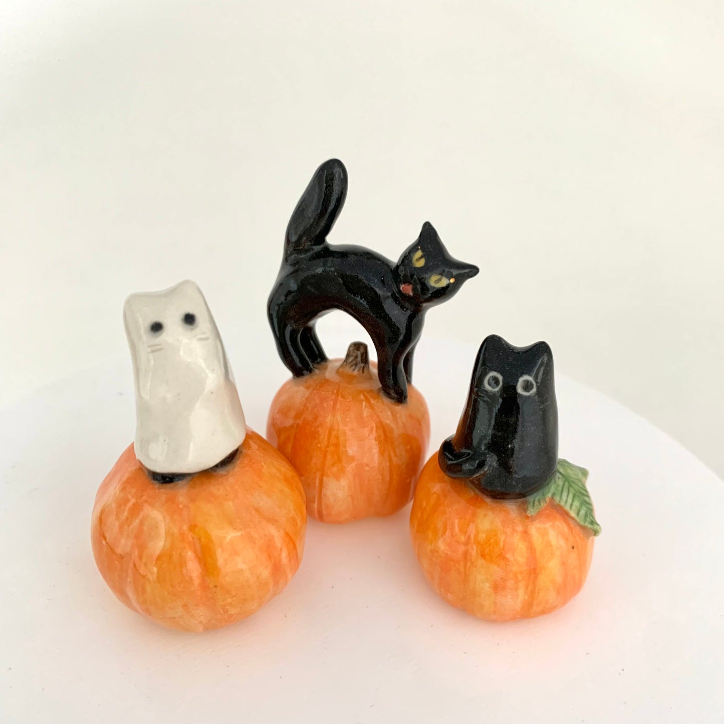 Halloween Cat Pumpkin Mini Figurine