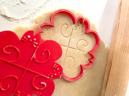 Four Heart Cat Cookie Cutter & Stamp