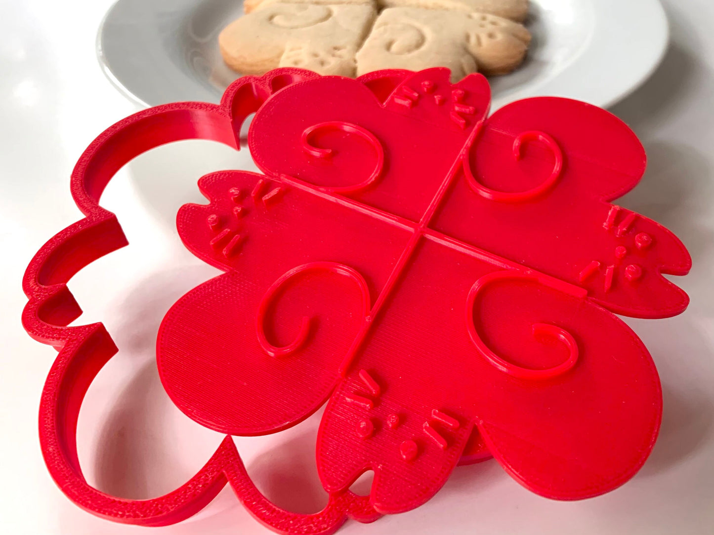 Four Heart Cat Cookie Cutter & Stamp