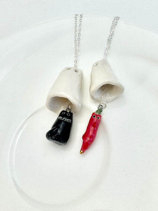 Peek a Boo Ghost Cat Necklace