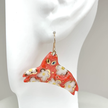 Statement Red Cat Dangle Earrings