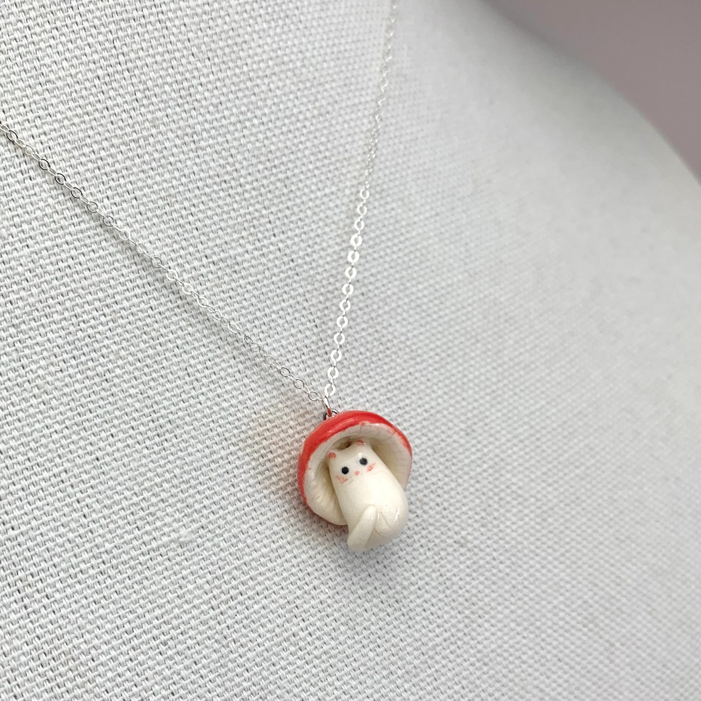 Mushroom Charm Necklace Gold Plated