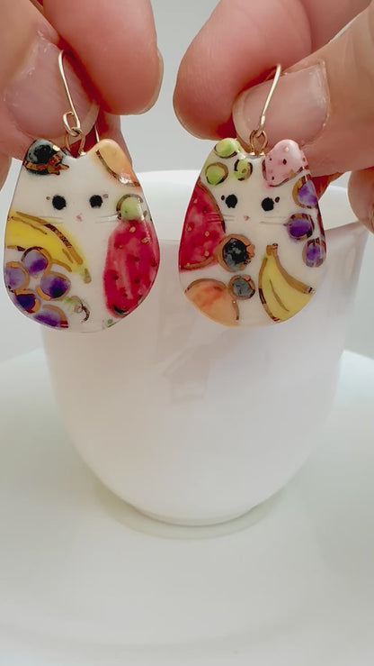 Fruit Cat earrings