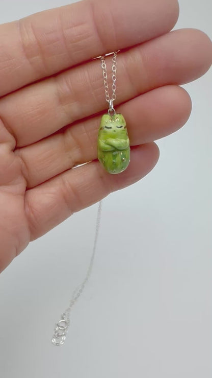 Pickle Cat Necklace