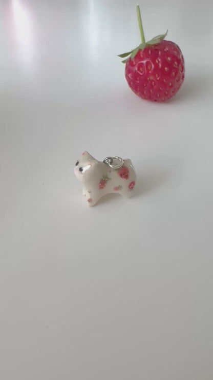 Tiny Strawberry Cat Necklace